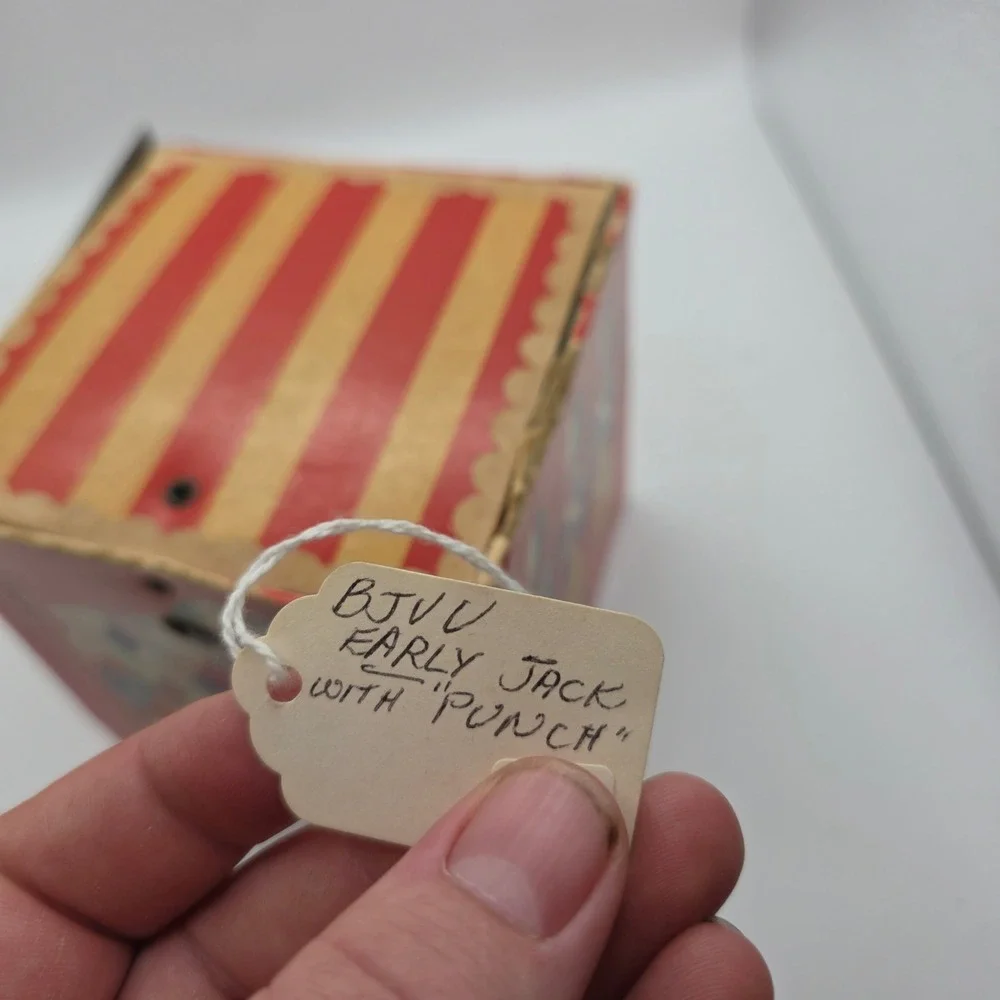 Antique Cardboard Jack in the Box Punch Clown Toy Circus Early Vintage Rare